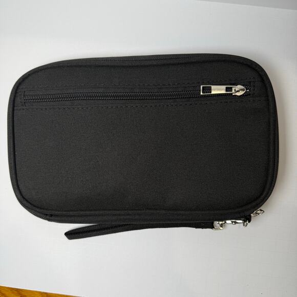 Black Canvas Passport Travel Wallet RFID Blocking Organizer - Picture 2 of 6